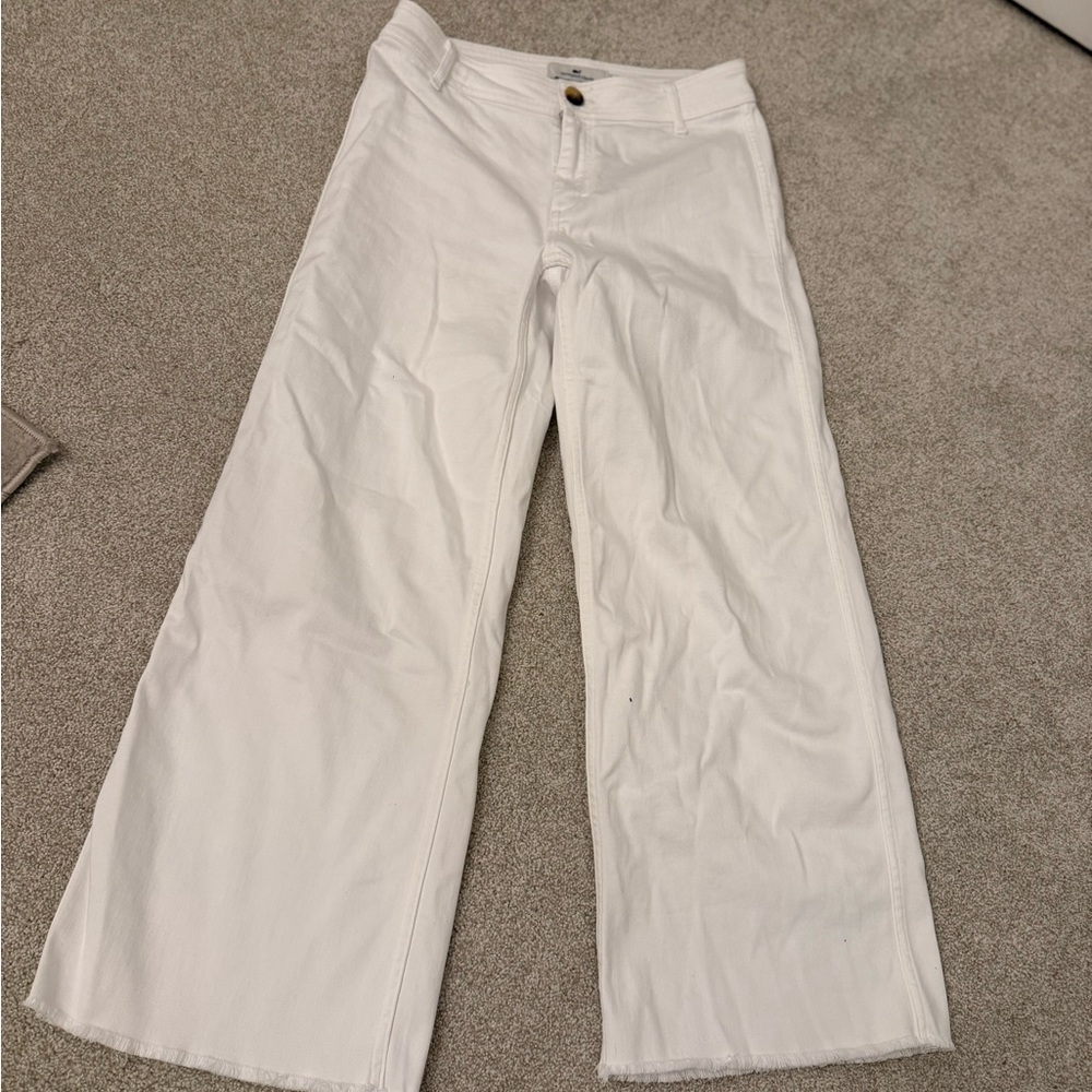 Vineyard Vines Wide Leg Crop White Jeans